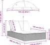 vidaXL Doppel-Sonnenliege mit Kissen & Schirm Hellgrau Poly Produktbild-Vorschau 8