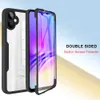 A product image showing a phone case with a built-in screen protector, presented with marketing text. Produktbild-Vorschau