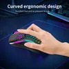 A hand is holding a gaming mouse with RGB lighting on a blue mousepad. Produktbild-Vorschau