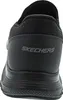 The back view of a black Skechers slipper. Produktbild-Vorschau