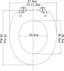 A top-down diagram of a toilet seat with dimensions indicated. Produktbild-Vorschau