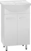A white bathroom vanity with a sink on top, shown from the front. Podgląd zdjęcia produktu