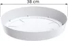 A white round planter tray with a measurement indicator. Náhľad obrázku produktu