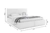 A white upholstered bed with dimensions indicated by measurement lines and numbers. Produktbild-Vorschau