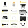 A collage of product components and accessories for a heater, with some dimensional callouts. Náhled obrázku produktu