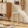 Set aus 4 stapelbaren runden Hockern aus grauem Holz, ? 40 Produktbild-Vorschau 10