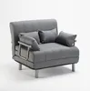 A gray fabric sofa bed with two pillows, shown from the front on a white background. Produktbild-Vorschau