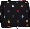 A black toiletry bag with colorful polka dots. Voir les images du produit