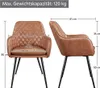Two views of a brown armchair with dimensions indicated. Produktbild-Vorschau