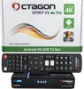 The image shows the packaging of an Android TV box, along with the remote control and the device itself. Produktbild-Vorschau