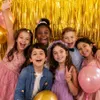 Goldene Partyvorhänge 3er Set – Dekovorhang 250 cm für Geburtstag & Party – Glitzernde Hintergrundde Produktbild-Vorschau
