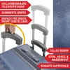 Close-up of a suitcase handle and telescopic pole with feature callouts. Produktbild-Vorschau