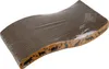 A cardboard cat scratching lounge bed is shown on a white background, wrapped in clear plastic. Produktbild-Vorschau