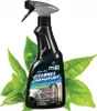A black spray bottle of cleaning product surrounded by green leaves. Náhled obrázku produktu