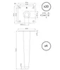Technical drawings and dimensions of furniture legs and mounting plates. Produktbild-Vorschau