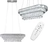 A product shot of a crystal chandelier and a remote control against a white background. Anteprima dell’immagine prodotto