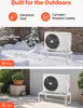 An air conditioner stand is shown in two different outdoor settings: one in snow and one on a patio. Anteprima dell’immagine prodotto