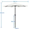 A white patio umbrella with a black pole and measurements indicated. Produktbild-Vorschau