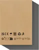 The image shows the back of a cardboard box with various symbols and text indicating recycling, handling instructions, and certifications. Podgląd zdjęcia produktu