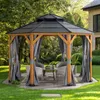 A gazebo set up in a backyard with outdoor furniture. Náhled obrázku produktu