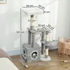 PawHut Škrabadlo 107 cm Mačací veža s jaskyňou, plyšové Náhľad obrázku produktu 3
