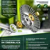 A wire brush for a string trimmer, with accompanying adapters and instructional text. Voir les images du produit