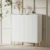 Sideboard Weiß 75Bx40Tx90H (3 Einlegeböden, 6 Fächer) mit 2 Produktbild-Vorschau 1