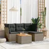 vidaXL 5-tlg. Garten-Sofagarnitur mit Kissen Grau Poly Produktbild-Vorschau 2