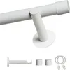 A white curtain rod and its accessories are displayed against a white background. Produktbild-Vorschau