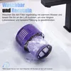 A purple vacuum cleaner filter is being washed under a faucet in a sink. Produktbild-Vorschau