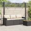 Möbel Gartensofa mit Kissen 3-Sitzer Schwarz Poly Rattan - Produktbild-Vorschau 3