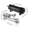 VEVOR Zughupen-Set, 4 Trompeten-Lufthupen-Set, 150 dB Produktbild-Vorschau 8