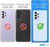 Three Samsung Galaxy phones are displayed side-by-side, with compatibility indicators for a case. Produktbild-Vorschau