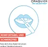 Illustration of a mouth with a swab being used for an HIV self-test, with accompanying text. Produktbild-Vorschau
