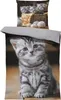 A close-up of a kitten on a bedding set. Produktbild-Vorschau