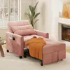 A pink convertible sofa bed is shown in a living room setting with a fireplace and a window. Anteprima dell’immagine prodotto