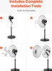 SucceBuy 570mm podstavný ventilátor s 3 rýchlosťami, Náhľad obrázku produktu 6