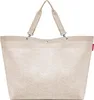 A beige sherpa tote bag with beige straps against a white background. Voir les images du produit