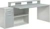 A white and light gray desk with shelves and drawers, shown against a white background. Produktbild-Vorschau