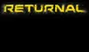 The image shows the title of the video game 'Returnal' in yellow, glowing letters with a smoky effect, set against a black background. Produktbild-Vorschau