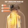 A portable clothes dryer with clothes hanging inside, showing airflow and features. Voir les images du produit