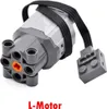 A close-up studio shot of a Lego Technic L-Motor. Produktbild-Vorschau