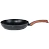 A black frying pan with a brown handle is shown against a white background. Produktbild-Vorschau
