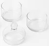 Three clear glass containers, one with a lid, are arranged on a white background. Produktbild-Vorschau