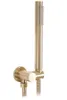 A close-up studio shot of a gold-brushed shower fixture mounted on a white background. Podgląd zdjęcia produktu