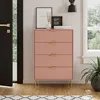 Commode, buffet, 4 tiroirs, 34x60x91 cm, bois rose avec Voir les images du produit 4
