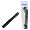 A black power strip with six outlets and a red switch is shown on the left, and its packaging is on the right. Podgląd zdjęcia produktu