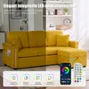 Modułowa sofa narożna w kolorze musztardowym, obita Podgląd zdjęcia produktu 3