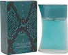 Duftflakon Python for Men von Trussardi neben auffälliger Verpackung mit türkis-schwarzem Schuppenmuster und silberner Schrift. Náhled obrázku produktu