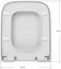 A top-down view of a white toilet seat with dimensions indicated by lines and text. Podgląd zdjęcia produktu